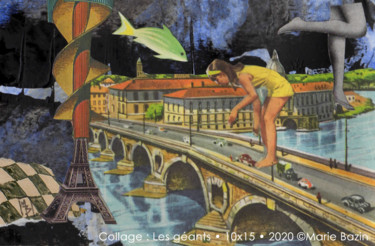 Collages titled "LES GÉANTS" by Marie Bazin, Original Artwork, Collages Mounted on Other rigid panel