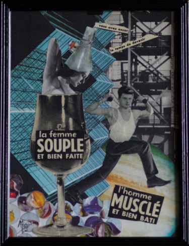 Collages titled "ON EST PAS DES BILL…" by Marie Bazin, Original Artwork, Collages Mounted on Glass