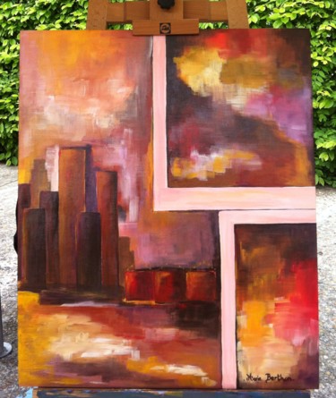 Painting titled "building tryptique" by Marie Berthon, Original Artwork