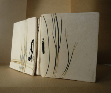 Sculpture intitulée "minilivre-blanc-arg…" par Marie-Claire Touya, Œuvre d'art originale, Céramique