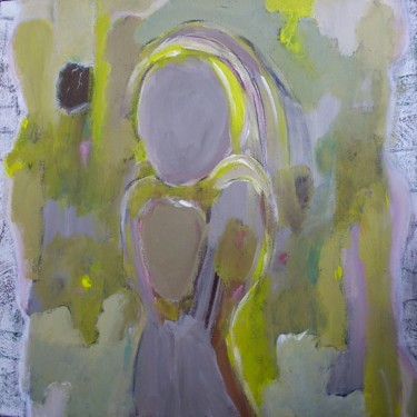 Painting titled "Dans mon jardin..." by Marie-Claire Pozzobon, Original Artwork, Acrylic Mounted on Wood Stretcher frame