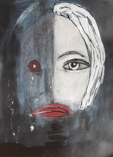 Schilderij getiteld "Je - suis - mon dou…" door Marie-Claire Pozzobon, Origineel Kunstwerk, Acryl