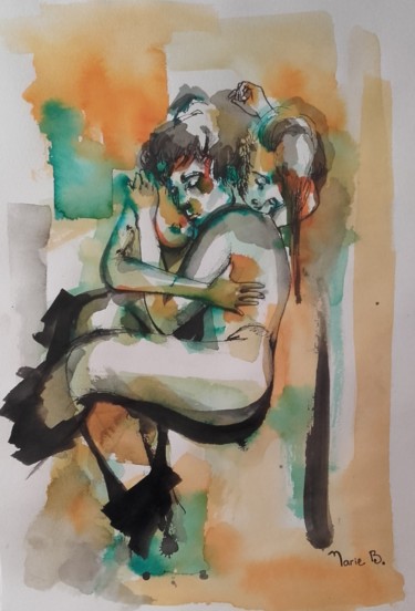 Pittura intitolato "Tender embrace" da Marie B., Opera d'arte originale, Inchiostro