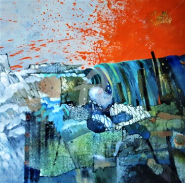 Painting titled "Tsunami VERT" by Mariekverbois, Original Artwork, Digital Painting