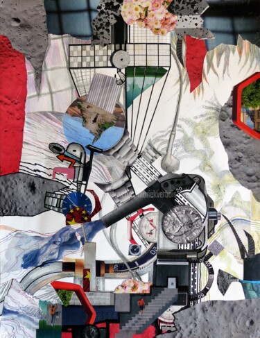 Collages titulada "L'aspirateur de mon…" por Mariekverbois, Obra de arte original, Collages