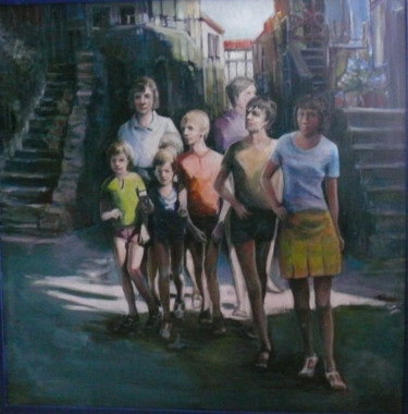 Schilderij getiteld "ruelle" door Marieline Gerard, Origineel Kunstwerk, Olie