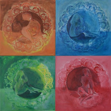 Картина под названием "Visions colorées" - Mariem Zahra Chaouch, Подлинное произведение искусства, Акрил