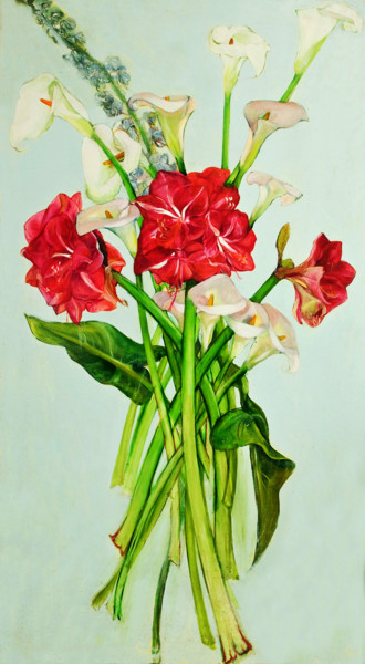 「Grandes fleurs (90x…」というタイトルの絵画 Marie Mathieuによって, オリジナルのアートワーク, オイル