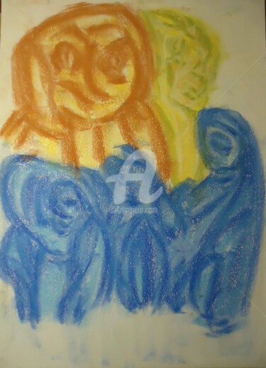 Drawing titled "Petit bleu" by Mavis, Original Artwork, Pastel