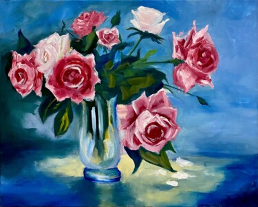 Pittura intitolato "Roses" da Mariia Fedorova, Opera d'arte originale, Olio