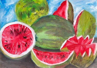 Painting titled "Watermelons" by Mariia Fedorova, Original Artwork, Oil
