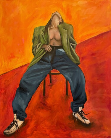 Painting titled "Woman on fire" by Mariia Fedorova, Original Artwork, Oil