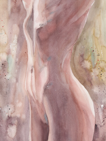 Malarstwo zatytułowany „Female nude art” autorstwa Mariia Kiseleva, Oryginalna praca, Akwarela