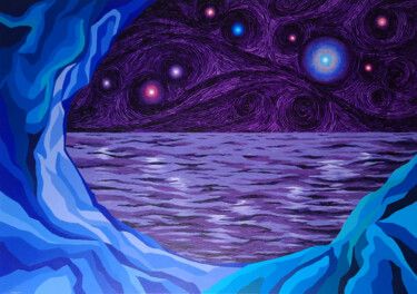 Malerei mit dem Titel "Starlight Night" von Mariia Raskin, Original-Kunstwerk, Acryl