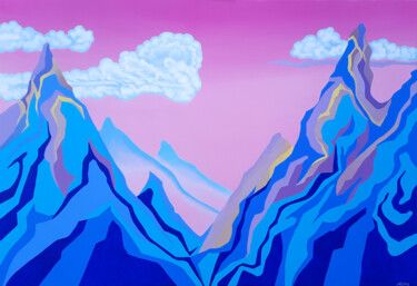 "Mountainscape and L…" başlıklı Tablo Mariia Raskin tarafından, Orijinal sanat, Akrilik Ahşap Sedye çerçevesi üzerine monte…