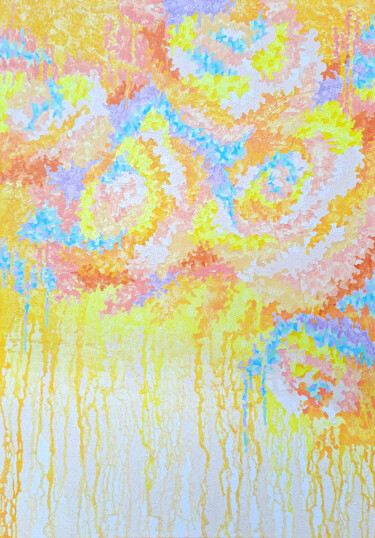 Pintura titulada "Sunshine Roses" por Mariia Raskin, Obra de arte original, Acrílico Montado en Bastidor de camilla de madera