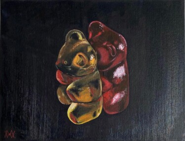 Pintura intitulada "Jelly bears love" por Mariia Riznyk, Obras de arte originais, Acrílico Montado em Cartão