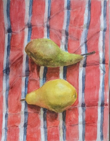 Malerei mit dem Titel "Pears" von Mariia Savina, Original-Kunstwerk, Aquarell