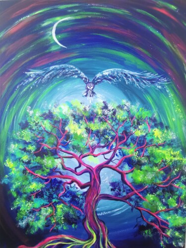 Картина под названием "Attrape-rêves" - Mariia Stohnii, Подлинное произведение искусства, Акрил Установлен на Деревянная рам…