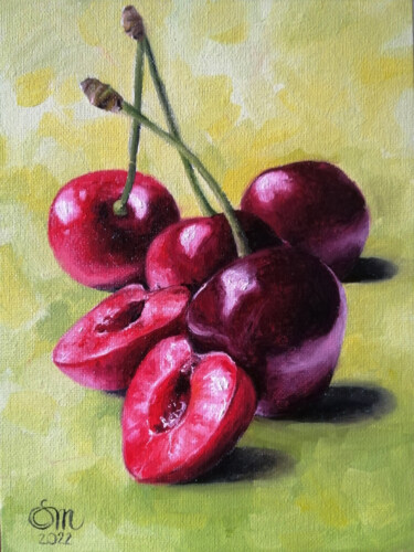 Painting titled "Cherry" by Mariia Sukalova, Original Artwork, Oil