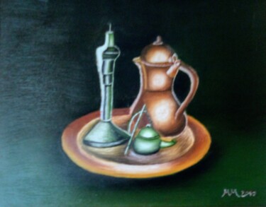 Malerei mit dem Titel "Pitcher and candle…" von Marija Mitrovic, Original-Kunstwerk, Öl