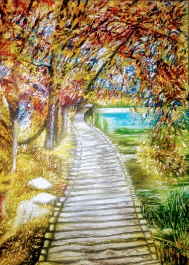 Pittura intitolato "Walking trails thou…" da Marija Mitrovic, Opera d'arte originale, Olio