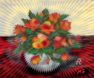 Digital Arts titled "Flower motif - Digi…" by Marija Sviličić, Original Artwork, 2D Digital Work