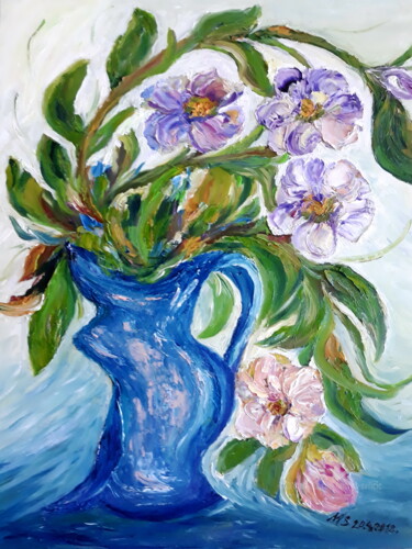 Peinture intitulée "Flower motif - Oil…" par Marija Sviličić, Œuvre d'art originale, Huile