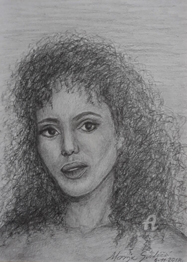 Drawing titled "Drawing portrait Ke…" by Marija Sviličić, Original Artwork, Pencil