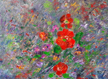 Painting titled "Flower-motif - Insp…" by Marija Sviličić, Original Artwork, Oil