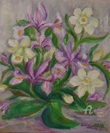 Pittura intitolato "Flower motif - Spri…" da Marija Sviličić, Opera d'arte originale, Olio