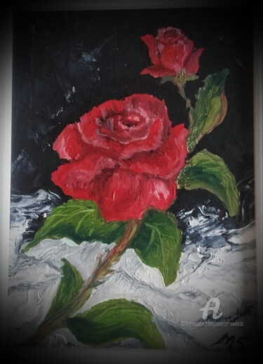 "Flower motif - Red…" başlıklı Tablo Marija Sviličić tarafından, Orijinal sanat, Petrol