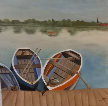 Schilderij getiteld "Booten auf dem Baye…" door Marija Weiß, Origineel Kunstwerk, Acryl