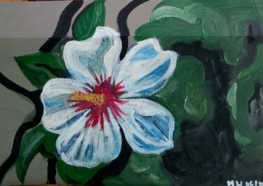 Malerei mit dem Titel "Weisse Blume im Sch…" von Marija Weiß, Original-Kunstwerk, Acryl