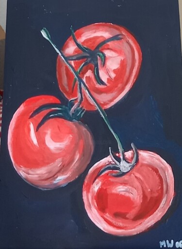 Malerei mit dem Titel "Tomaten" von Marija Weiß, Original-Kunstwerk, Acryl