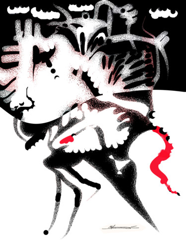 Цифровое искусство под названием "The old rooster" - Bondo, Подлинное произведение искусства, Акрил