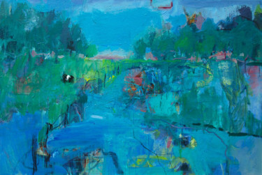 Peinture intitulée "Blue Landscape" par Marije Van Toledo, Œuvre d'art originale, Acrylique