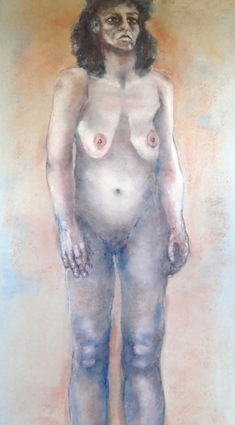 Drawing titled "Debout - Standing" by Marijo Ponce Fest, Original Artwork, Pastel