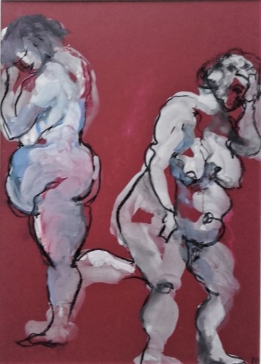 Dessin intitulée "Deux rondes - Two r…" par Marijo Ponce Fest, Œuvre d'art originale, Pastel