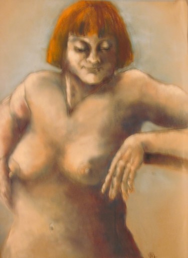 Zeichnungen mit dem Titel "La rousse - The red…" von Marijo Ponce Fest, Original-Kunstwerk, Öl