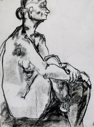 Drawing titled "Domi" by Marijo Ponce Fest, Original Artwork, Charcoal