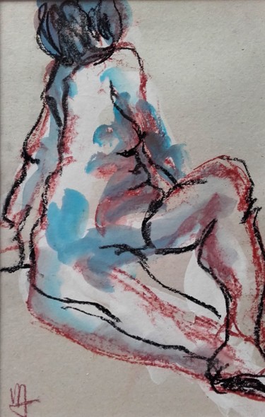 Drawing titled "Fond neutre - Nude…" by Marijo Ponce Fest, Original Artwork, Pastel