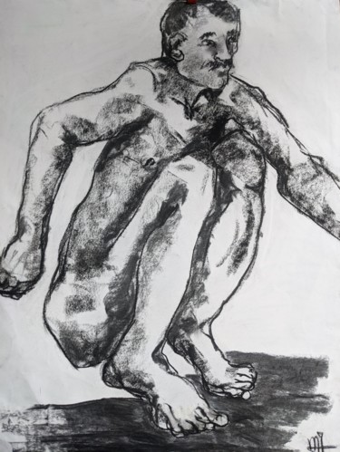 Рисунок под названием "Equilibriste - Bala…" - Marijo Ponce Fest, Подлинное произведение искусства, Древесный уголь