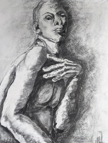 Drawing titled "Suffisance - Smugne…" by Marijo Ponce Fest, Original Artwork, Charcoal