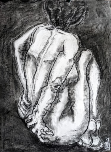 Drawing titled "Becky" by Marijo Ponce Fest, Original Artwork, Charcoal