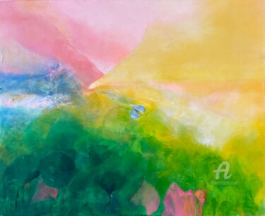 Painting titled "Paysage en rose" by Marika Perros, Original Artwork, Oil