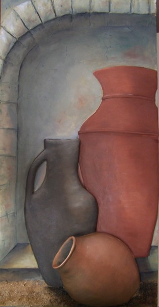 Peinture intitulée "potiches" par Marilyn Bourgois, Œuvre d'art originale