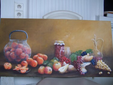 Painting titled "Fruits" by Marilyn Bourgois, Original Artwork, Oil