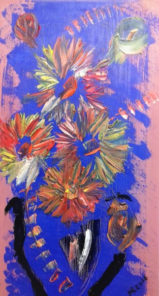 Malerei mit dem Titel "Flowers in vase." von Marie Ruda, Original-Kunstwerk, Öl