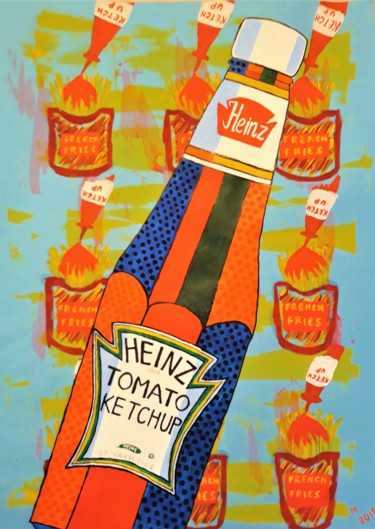 Peinture intitulée ""Tomato Ketchup."" par Marie Ruda, Œuvre d'art originale, Acrylique